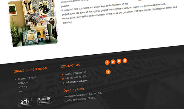 sito web studio architettura gbaandd